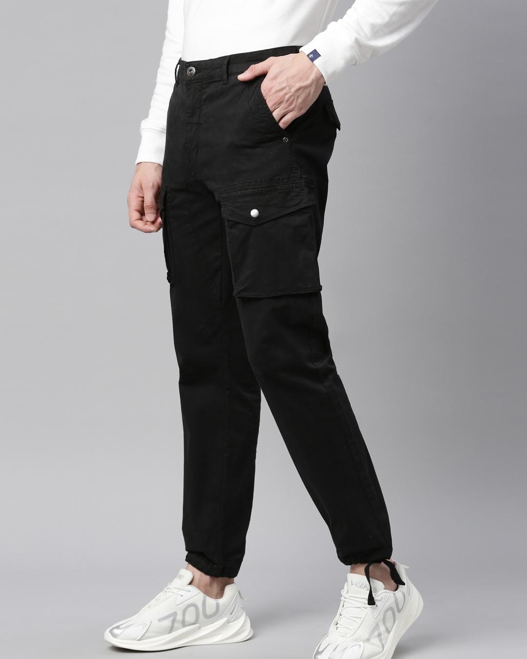 Shop Men's Black Slim Fit Trousers-Back