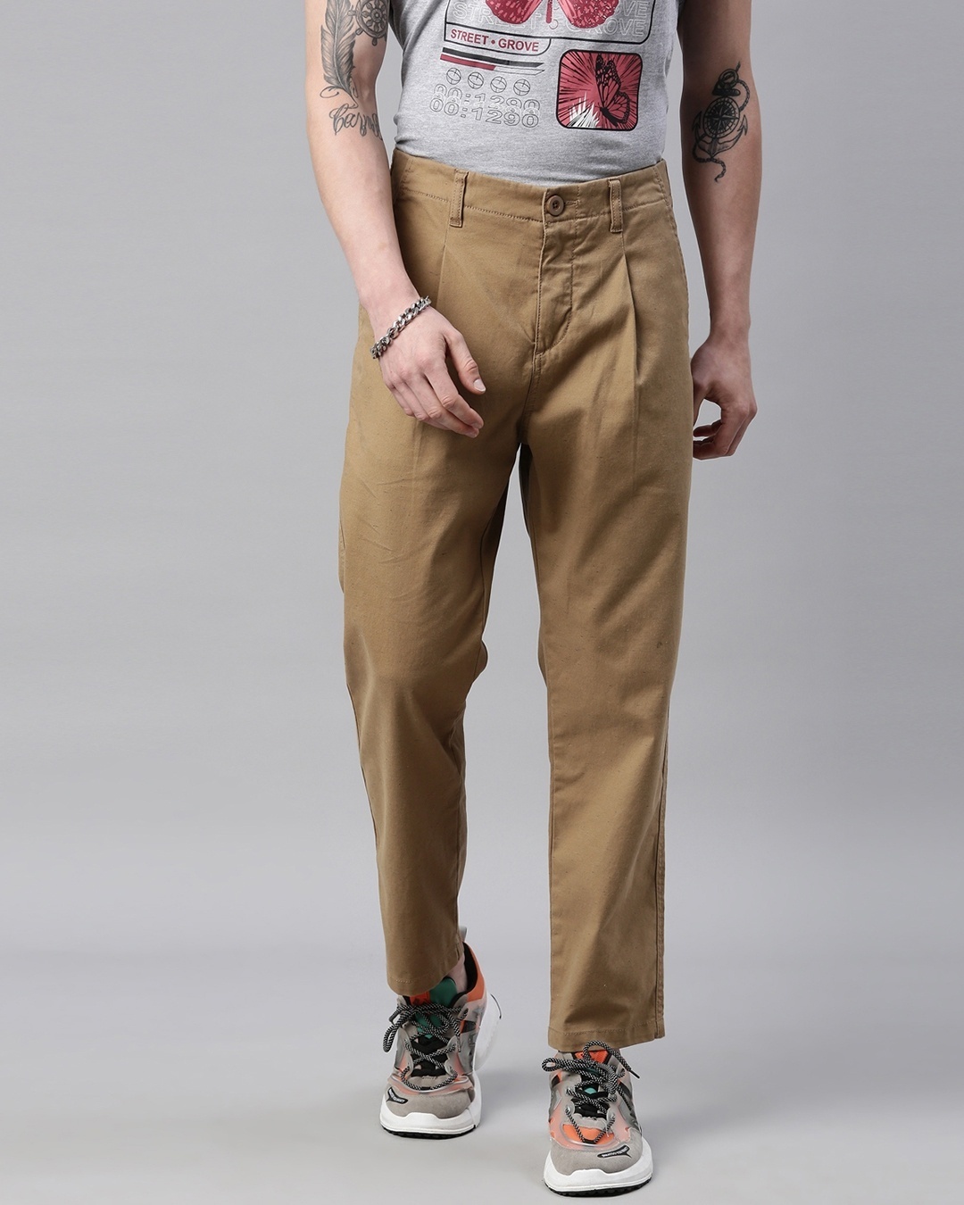 Buy Breakbounce Brown Street Smart Slim Fit Trousers - Trousers for Men  944353 | Myntra