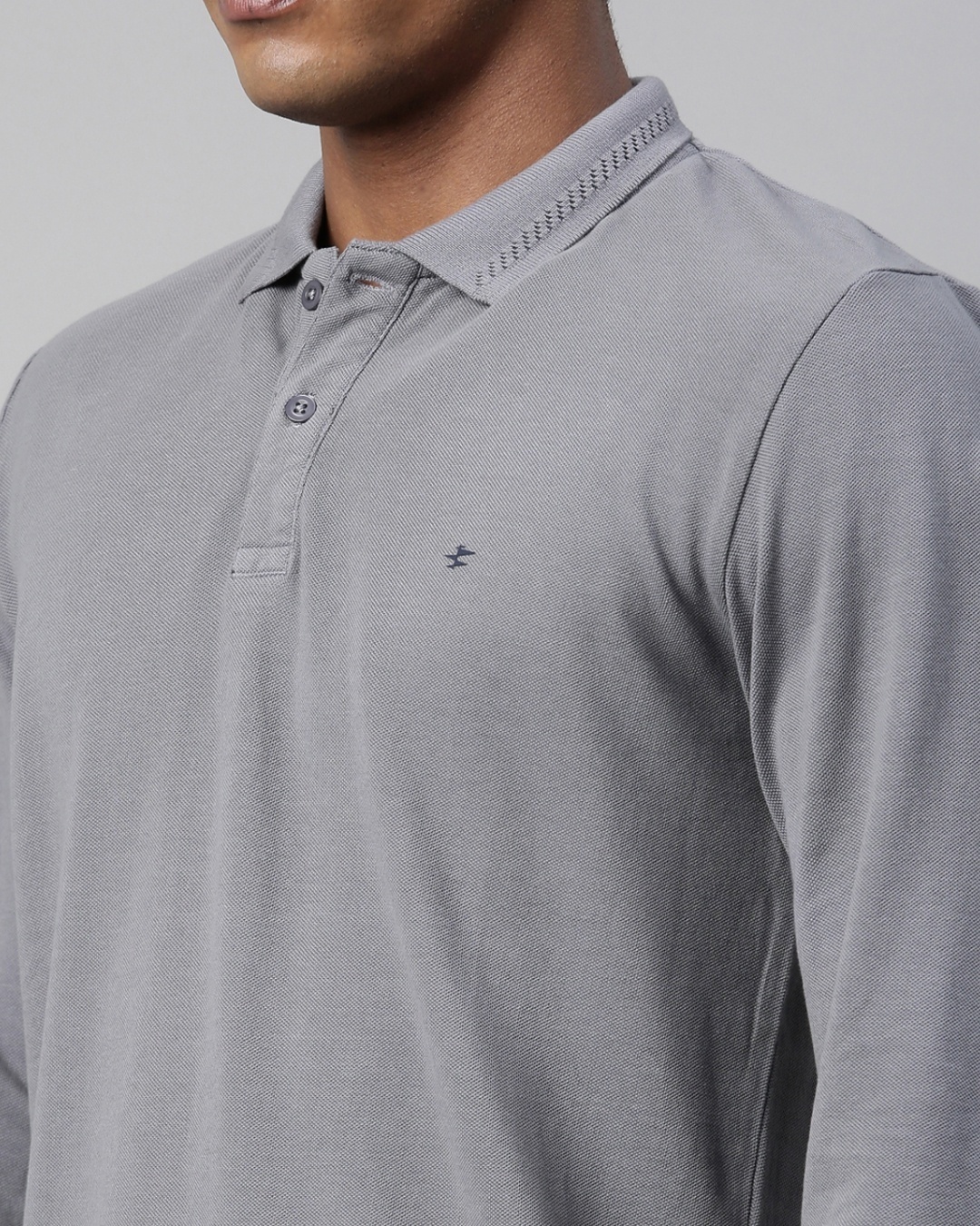 Shop Men's Dark Grey Melange Polo  T Shirt-Full