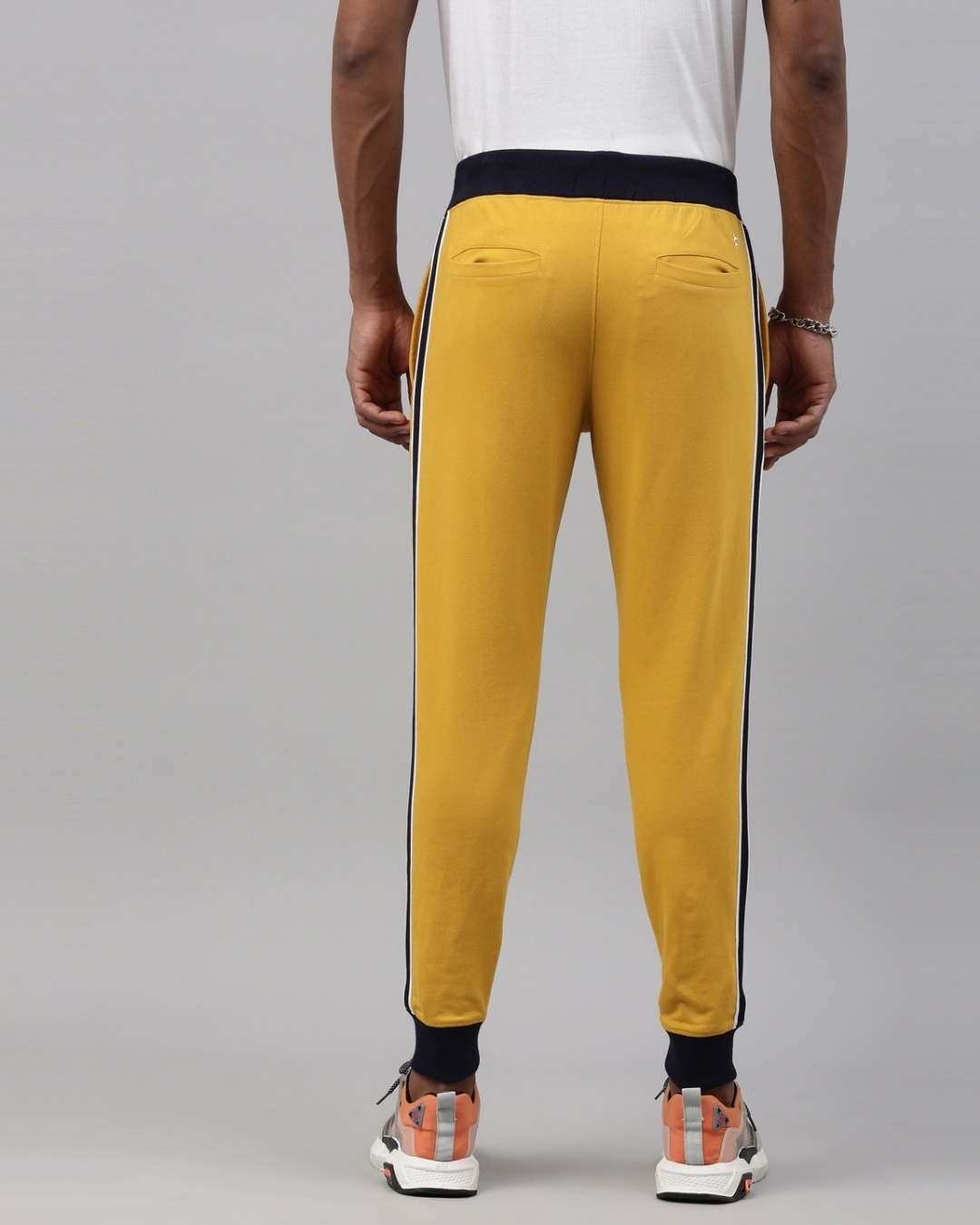 Shop Men's Yellow  Knitted Jogger With Side Tape-Design