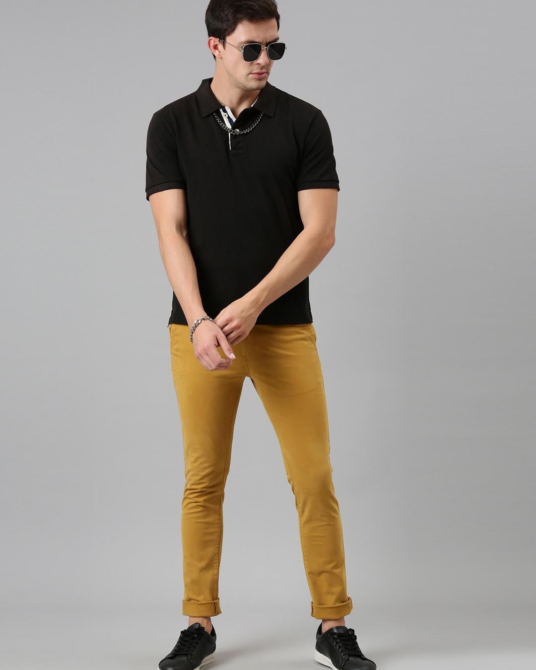 Shop Men's Yellow Relaxed Fit Trousers