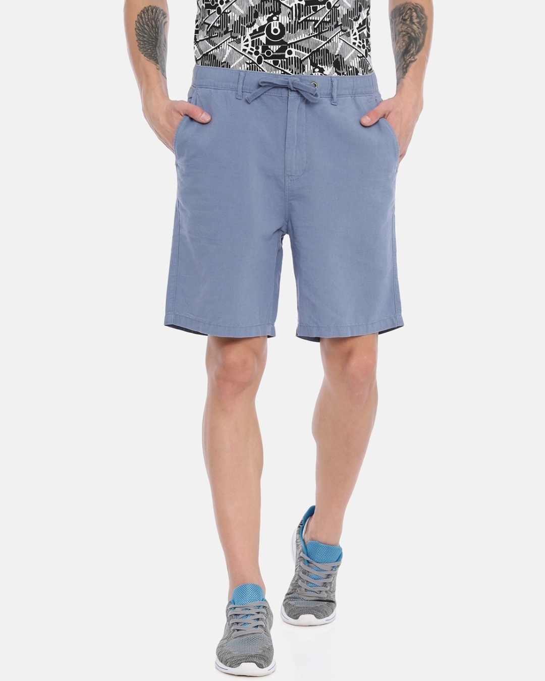 Shop Men Solid Casual Shorts-Front