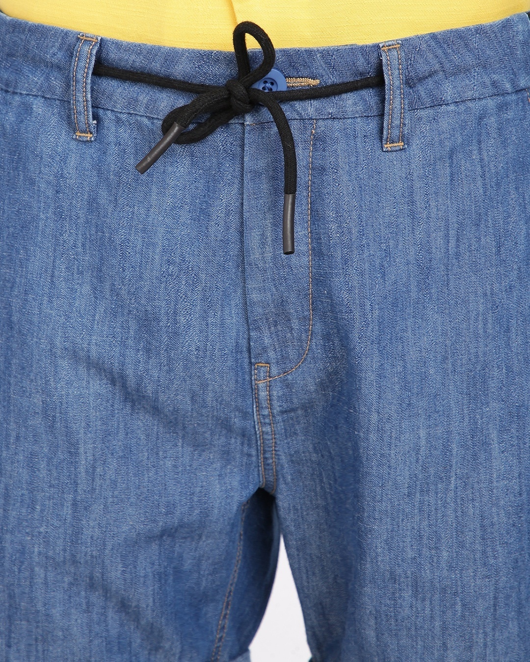 Shop Solid Indigo Shorts With Drawcord Fastening