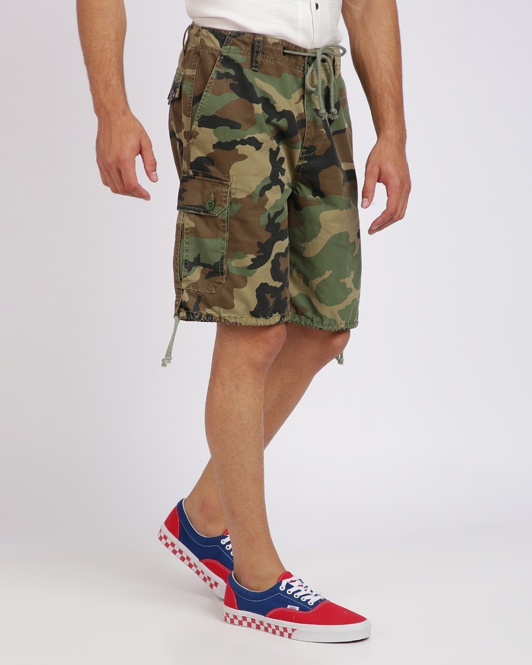 Shop Washed Camo Loose Cargo Shorts With Multi Pockets-Design