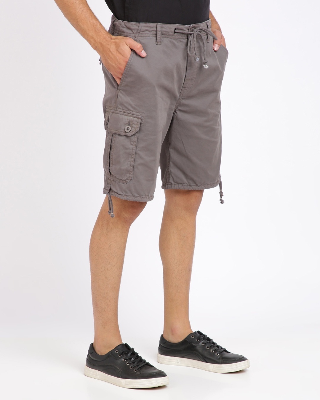 Shop Washed Twill Loose Cargo Shorts With Multi Pockets-Design