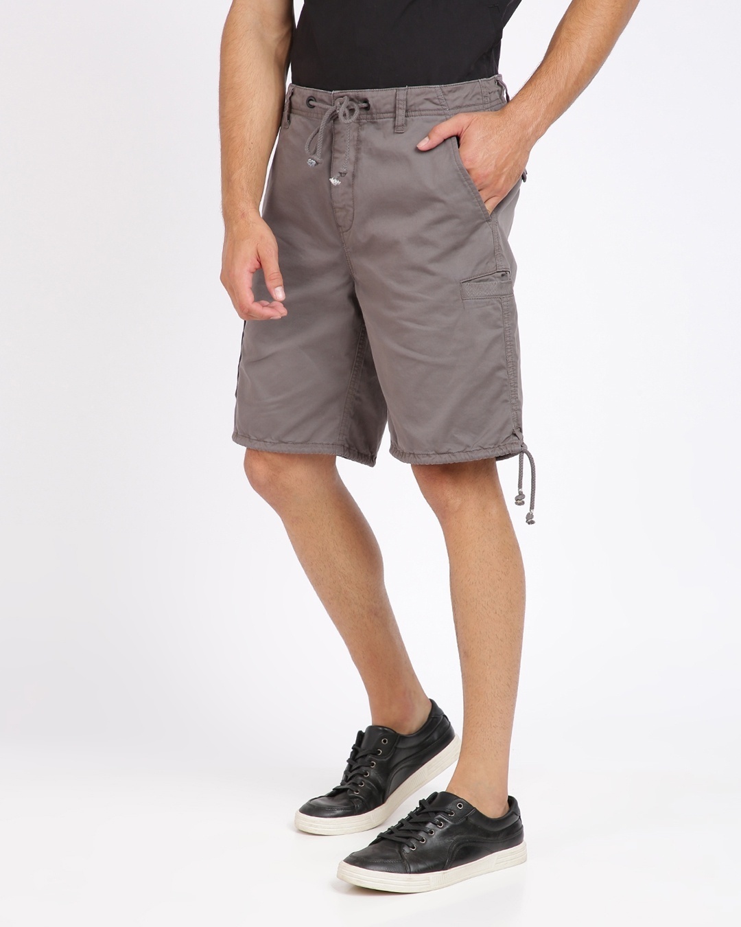 Shop Washed Twill Loose Cargo Shorts With Multi Pockets-Full