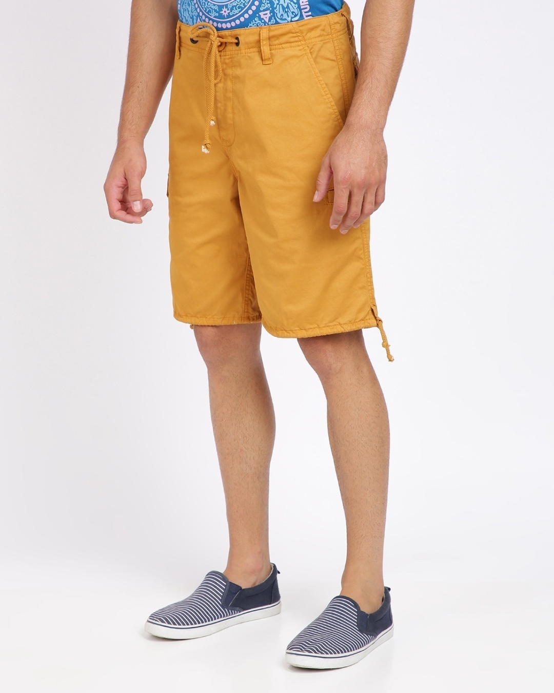 Shop Washed Twill Loose Cargo Shorts With Multi Pockets-Full