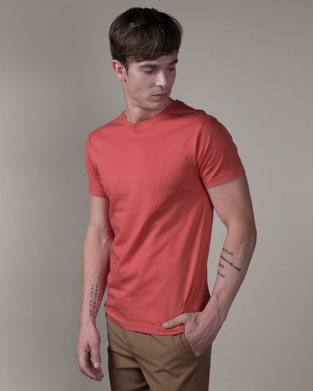 Shop Brick Red Half Sleeve T-Shirt-Full