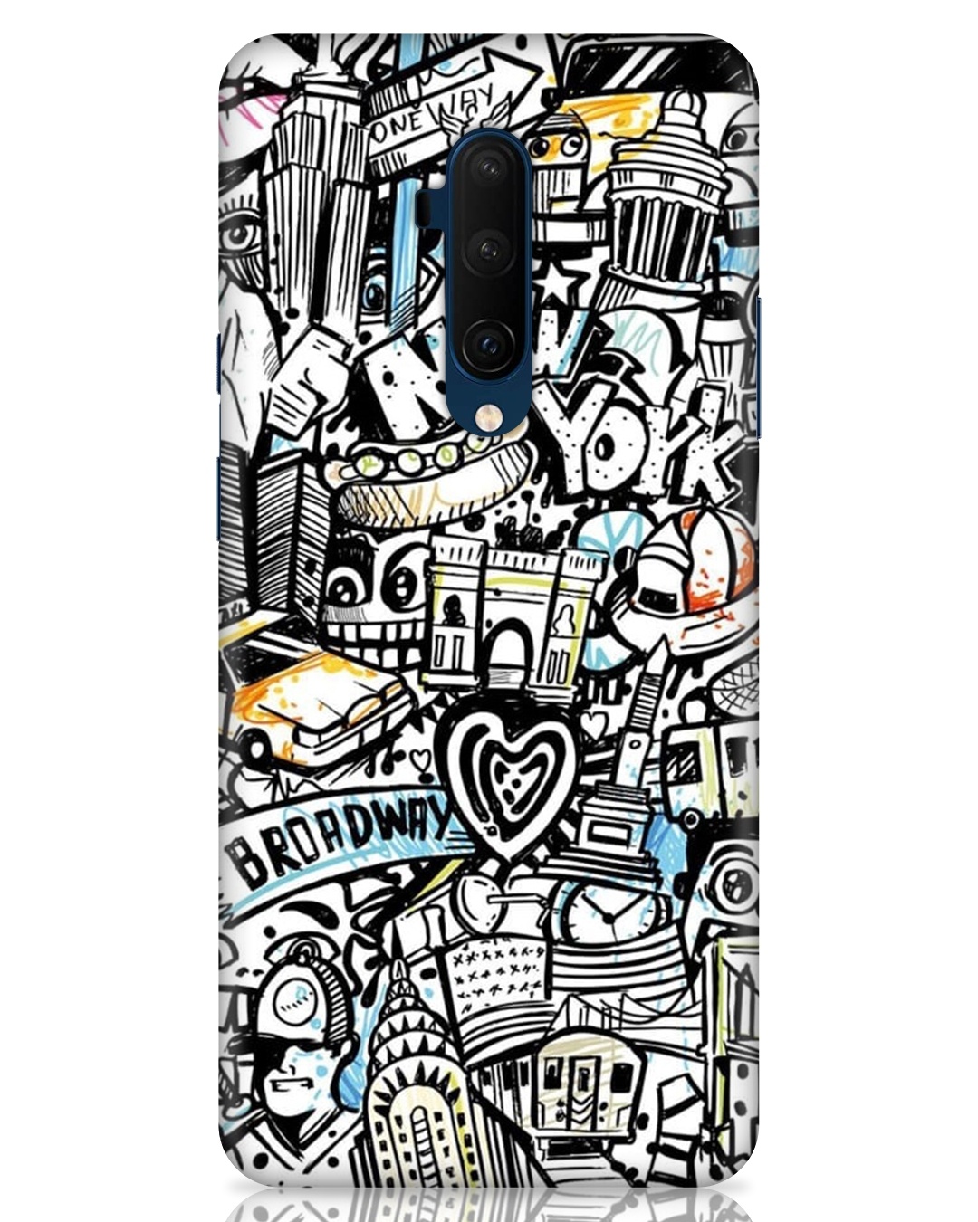 Shop Broadway Abstract Printed Designer Hard Cover For OnePlus 7T Pro (Impact Resistant, Matte Finish)-Front