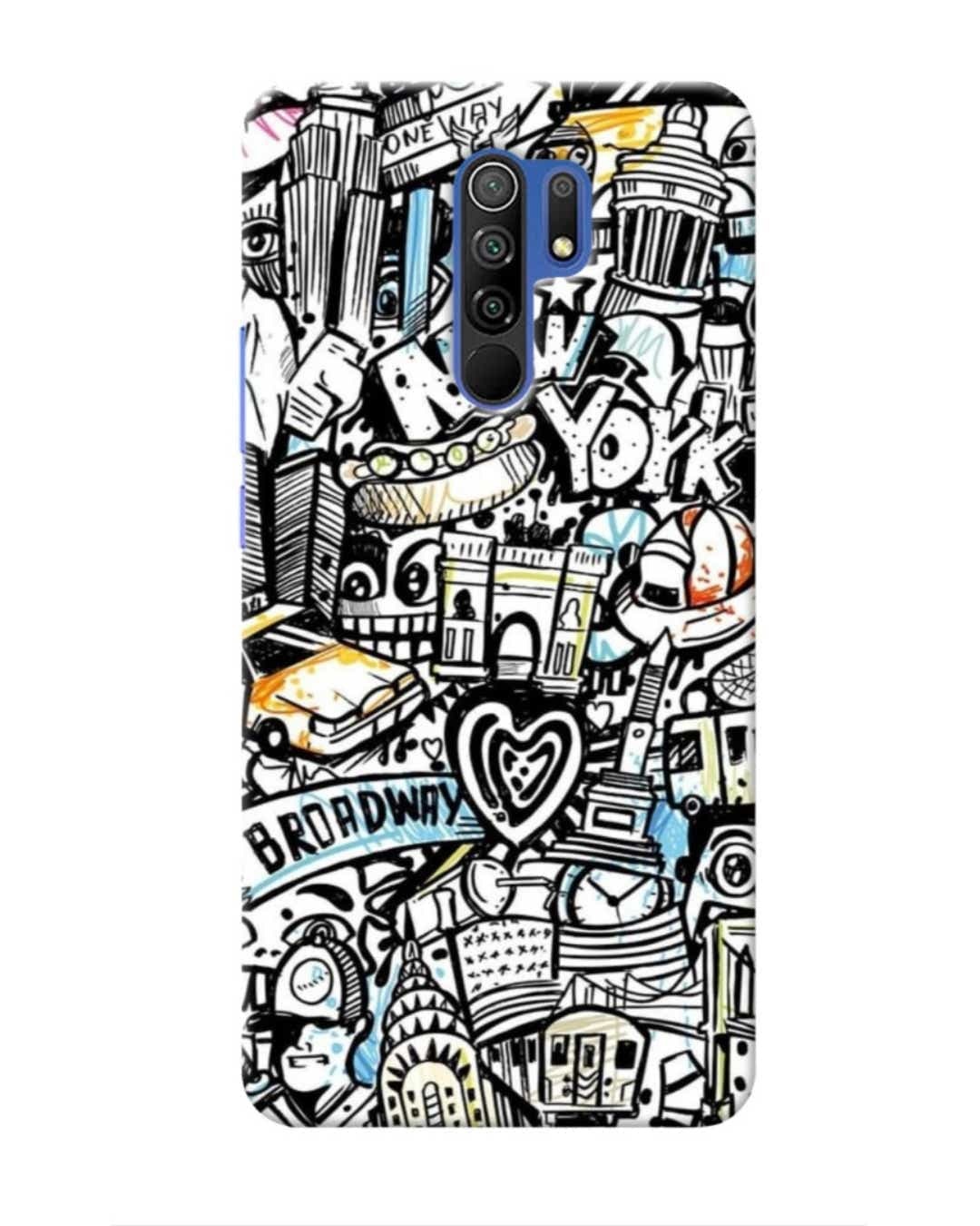 Shop Broadway Abstract Printed Designer Hard Cover For Poco M2 (Impact Resistant, Matte Finish)-Front