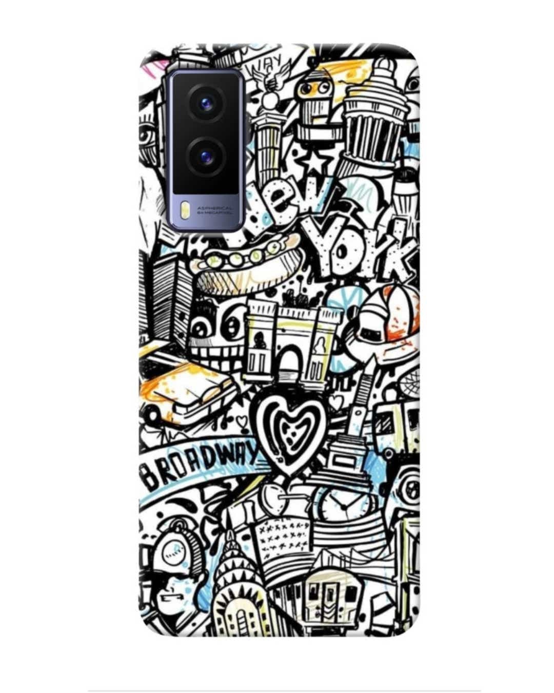 Shop Broadway Abstract Printed Designer Hard Cover For Vivo V21e (Impact Resistant, Matte Finish)-Front