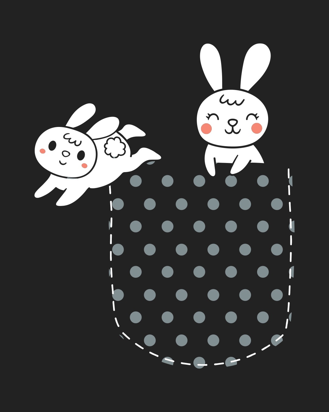 Shop Bunny Rabbit Pocket 3/4 Sleeve Slim Fit T-shirt