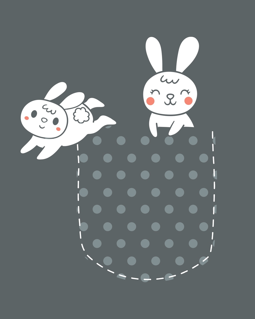 Shop Bunny Rabbit Pocket  Boyfriend T-Shirt  Nimbus Grey