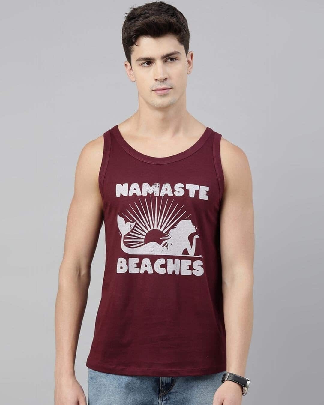 Shop Namasthe Beaches Maroon Vest-Front