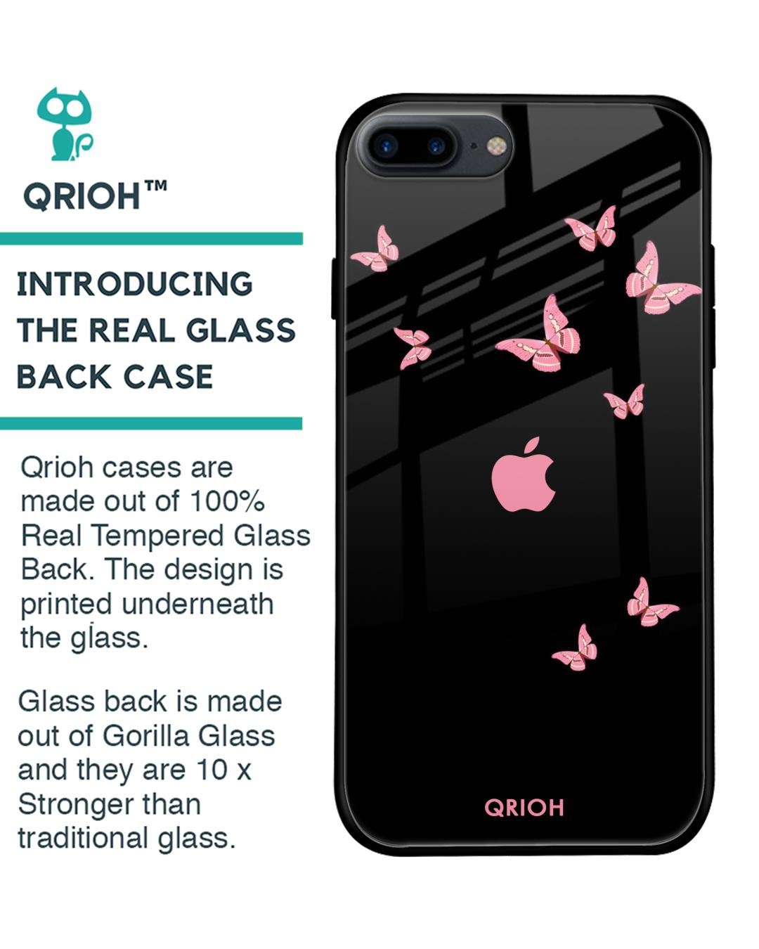 Shop Butterfly Printed Premium Glass Cover For iPhone 8 Plus (Impact Resistant, Matte Finish)-Back