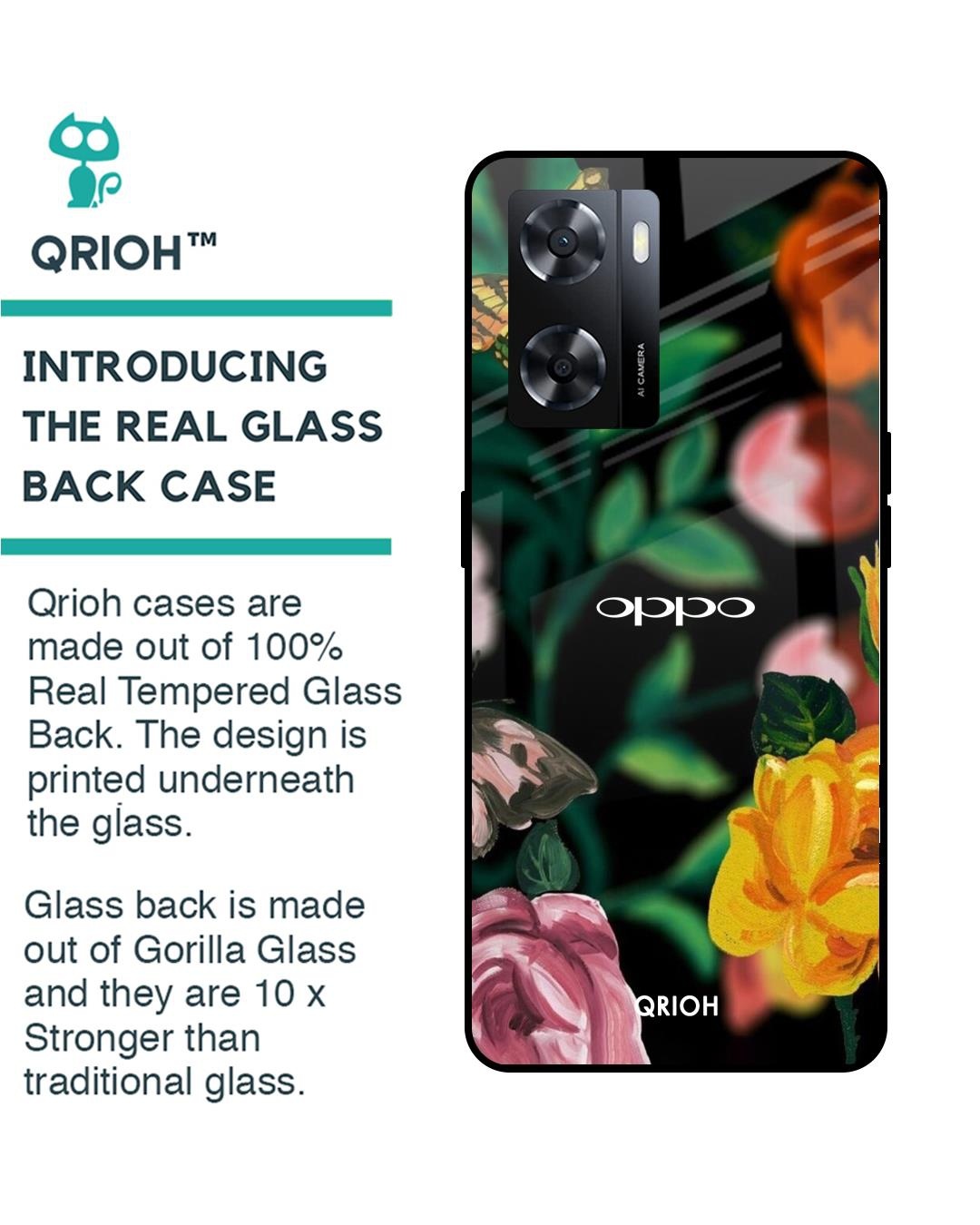 Shop Butterfly Printed Premium Glass Cover for Oppo A57 4G (Shock Proof, Scratch Resistant)-Back