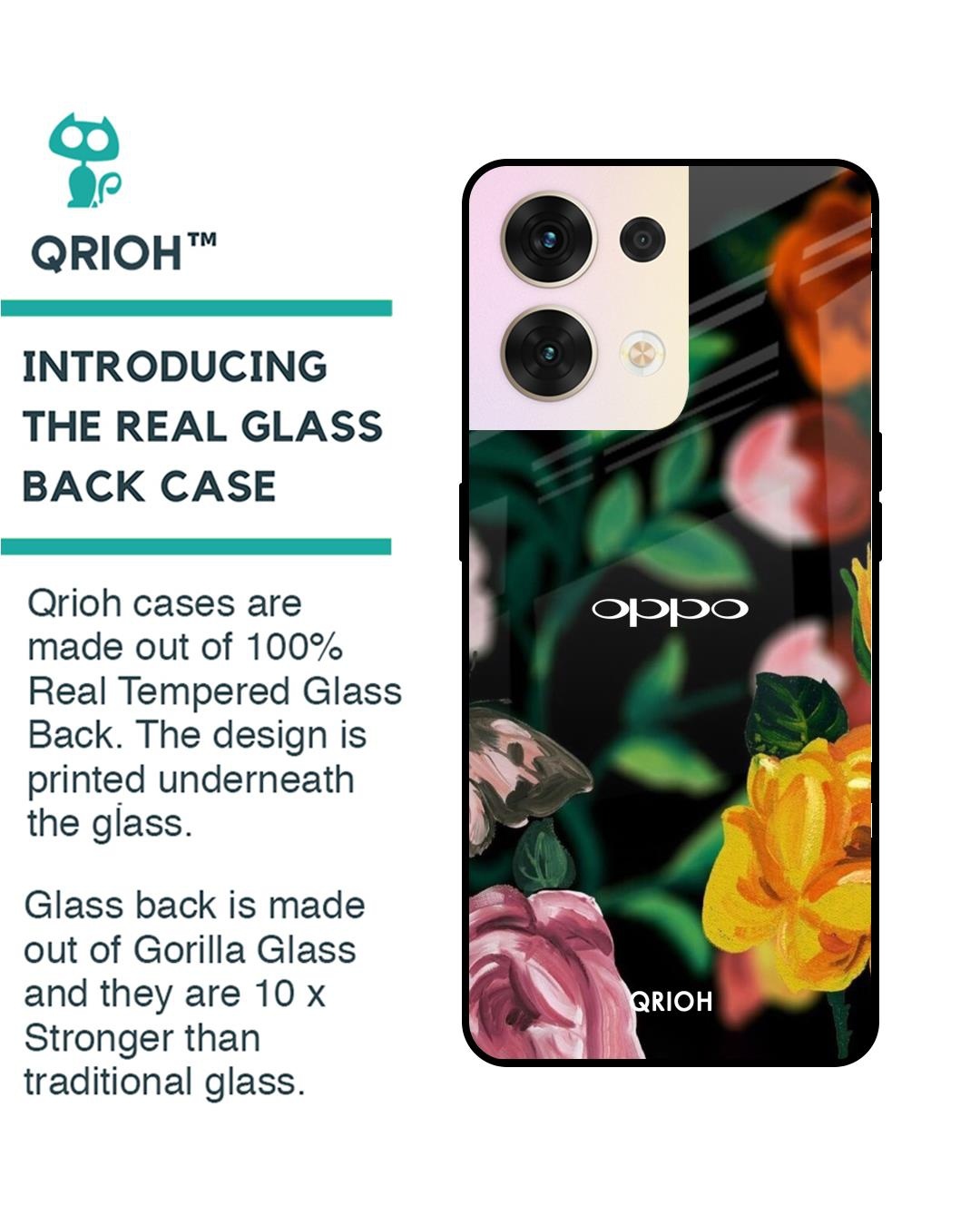 Shop Butterfly Printed Premium Glass Cover for Oppo Reno8 5G (Shock Proof, Scratch Resistant)-Back