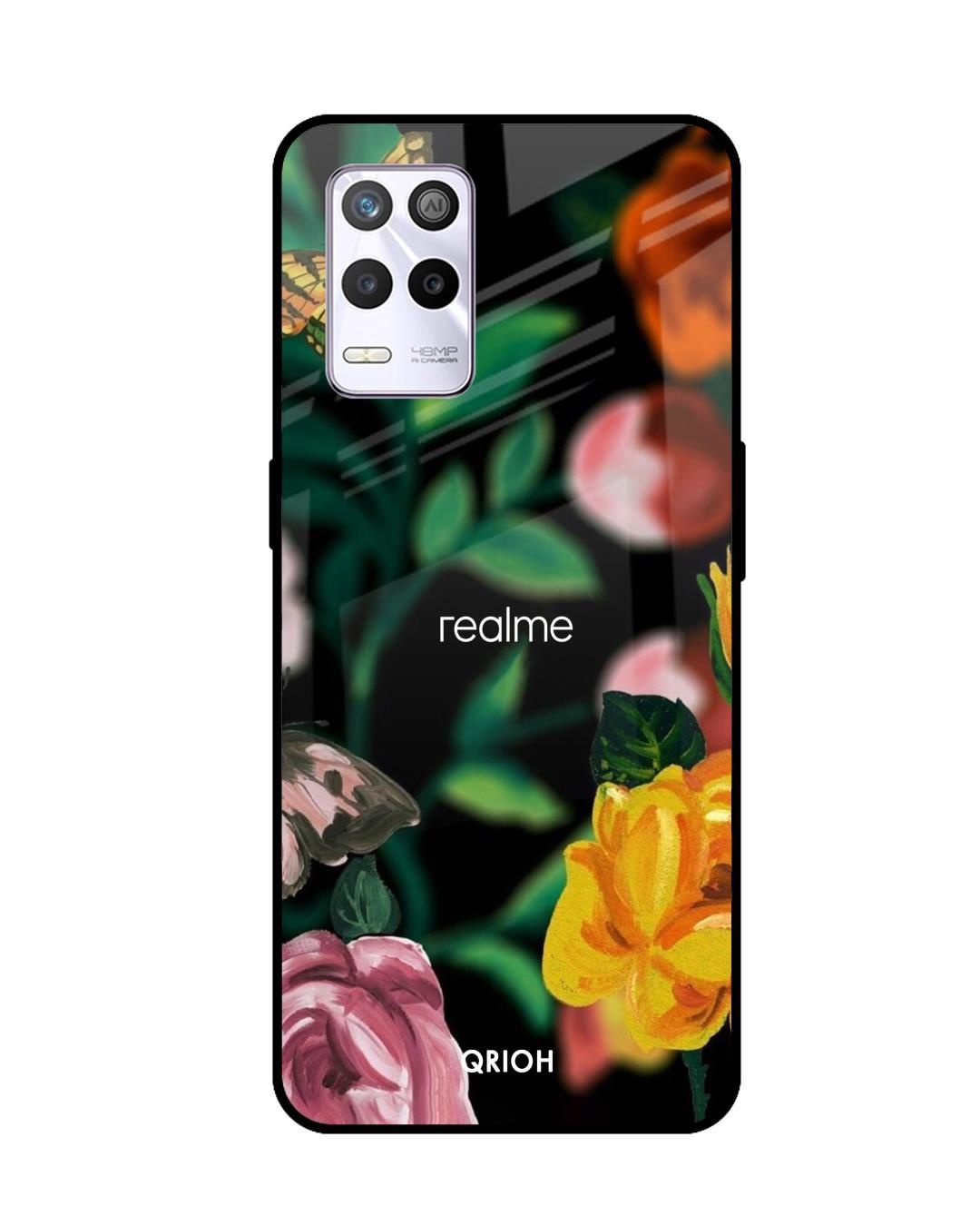 Shop Butterfly Printed Premium Glass Cover for Realme 9 5G (Shock Proof, Scratch Resistant)-Front
