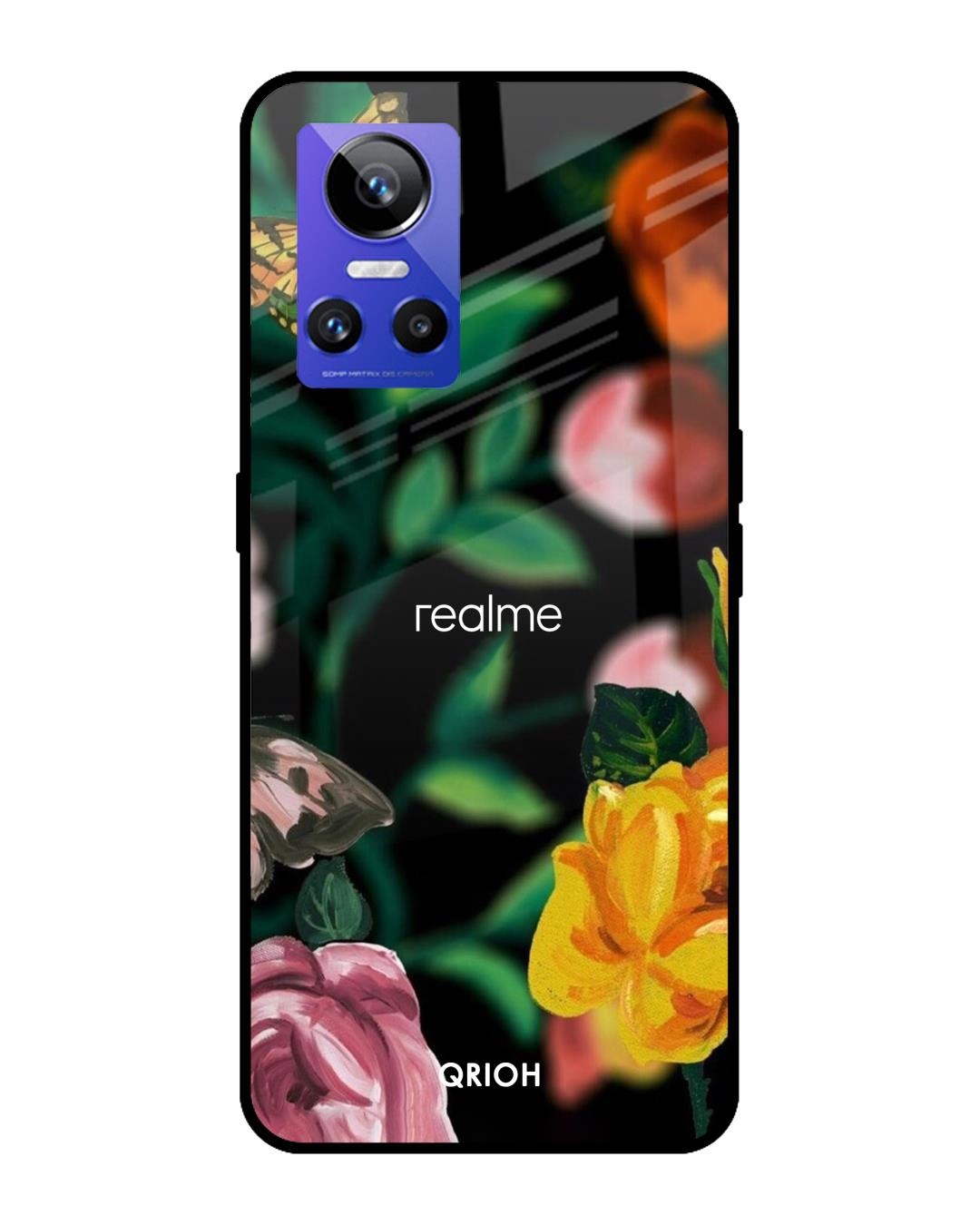 Shop Butterfly Printed Premium Glass Cover for Realme GT Neo 3 (Shock Proof, Scratch Resistant)-Front