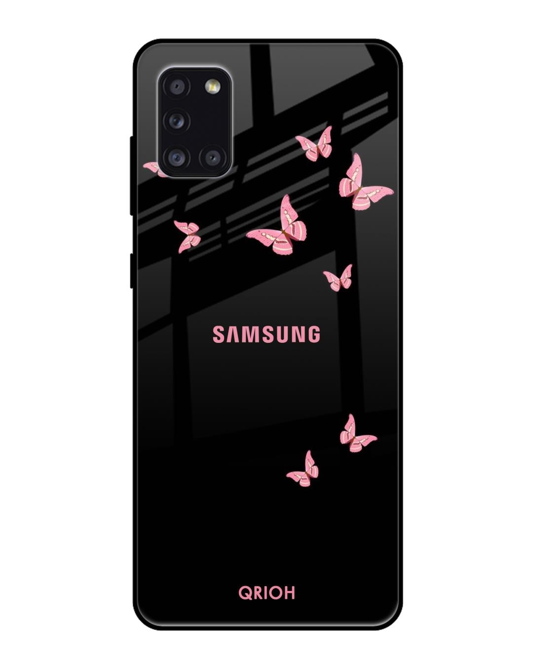 Shop Butterfly Printed Premium Glass Cover For Samsung Galaxy A31(Impact Resistant, Matte Finish)-Front