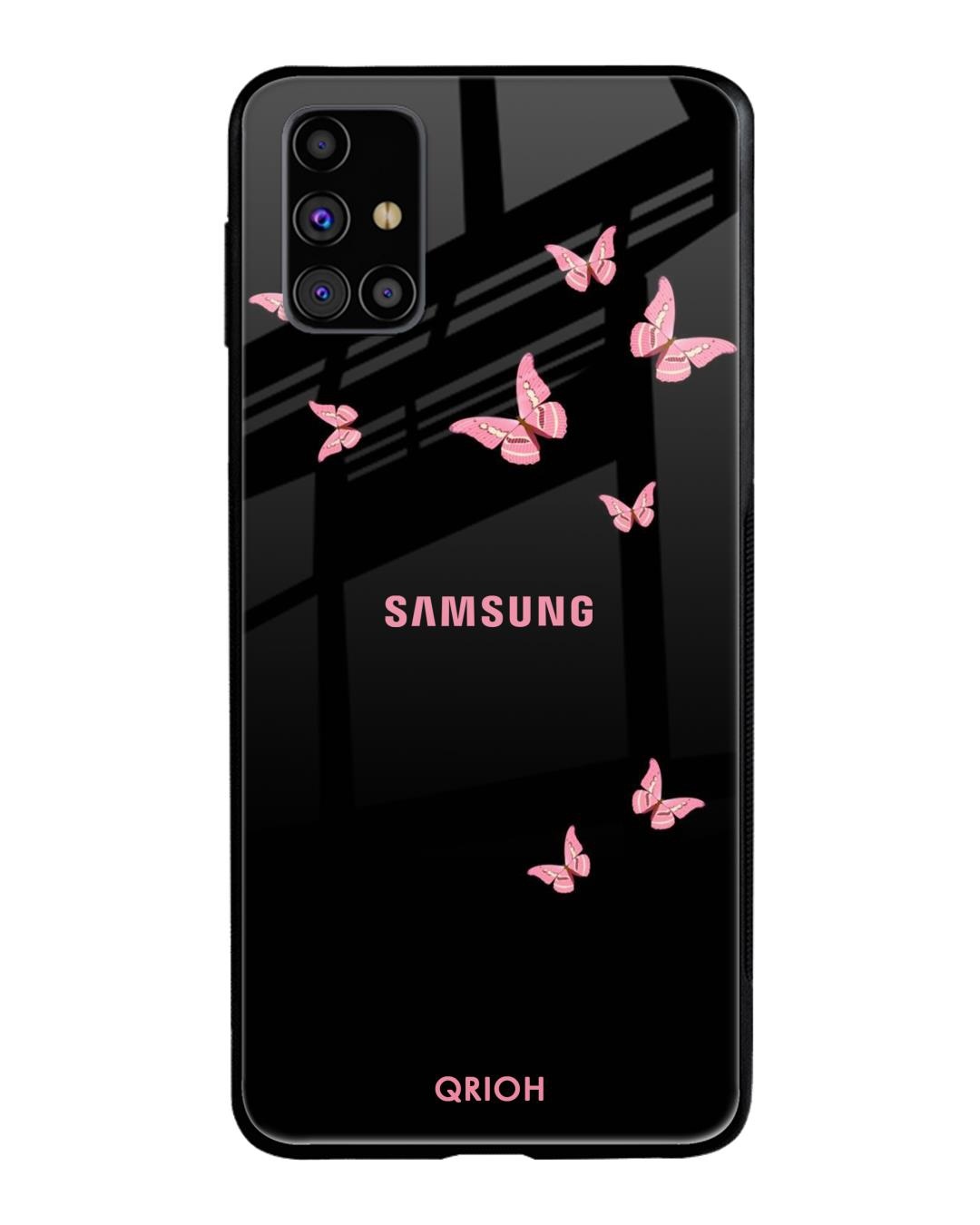 Shop Butterfly Printed Premium Glass Cover For Samsung Galaxy M31s(Impact Resistant, Matte Finish)-Back