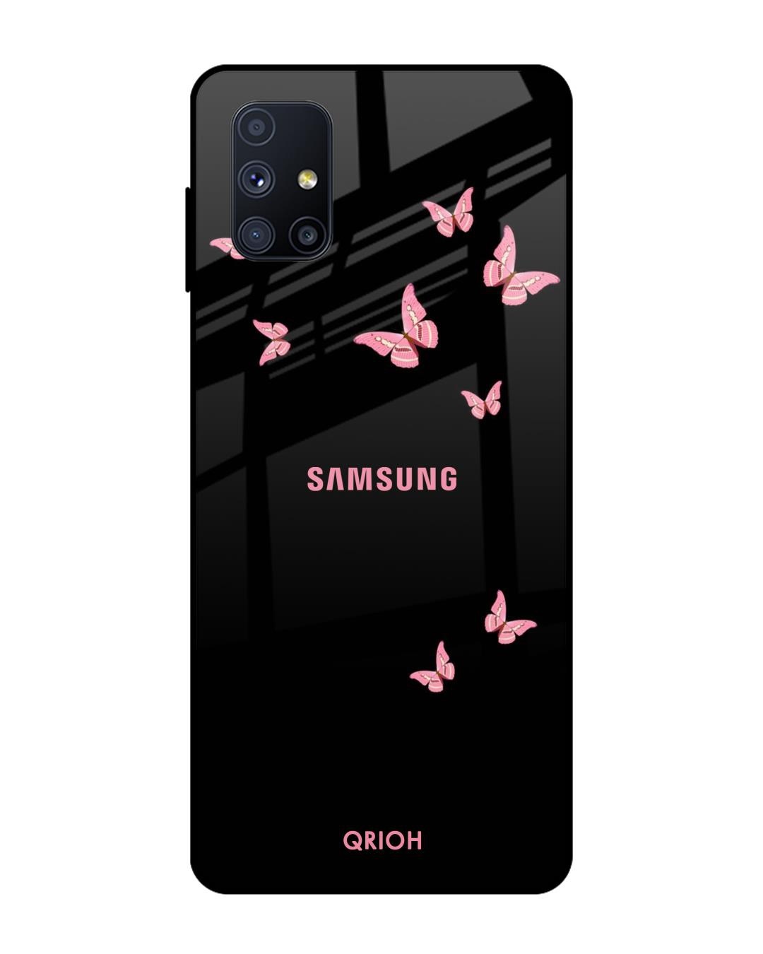 Shop Butterfly Printed Premium Glass Cover For Samsung Galaxy M51(Impact Resistant, Matte Finish)-Back