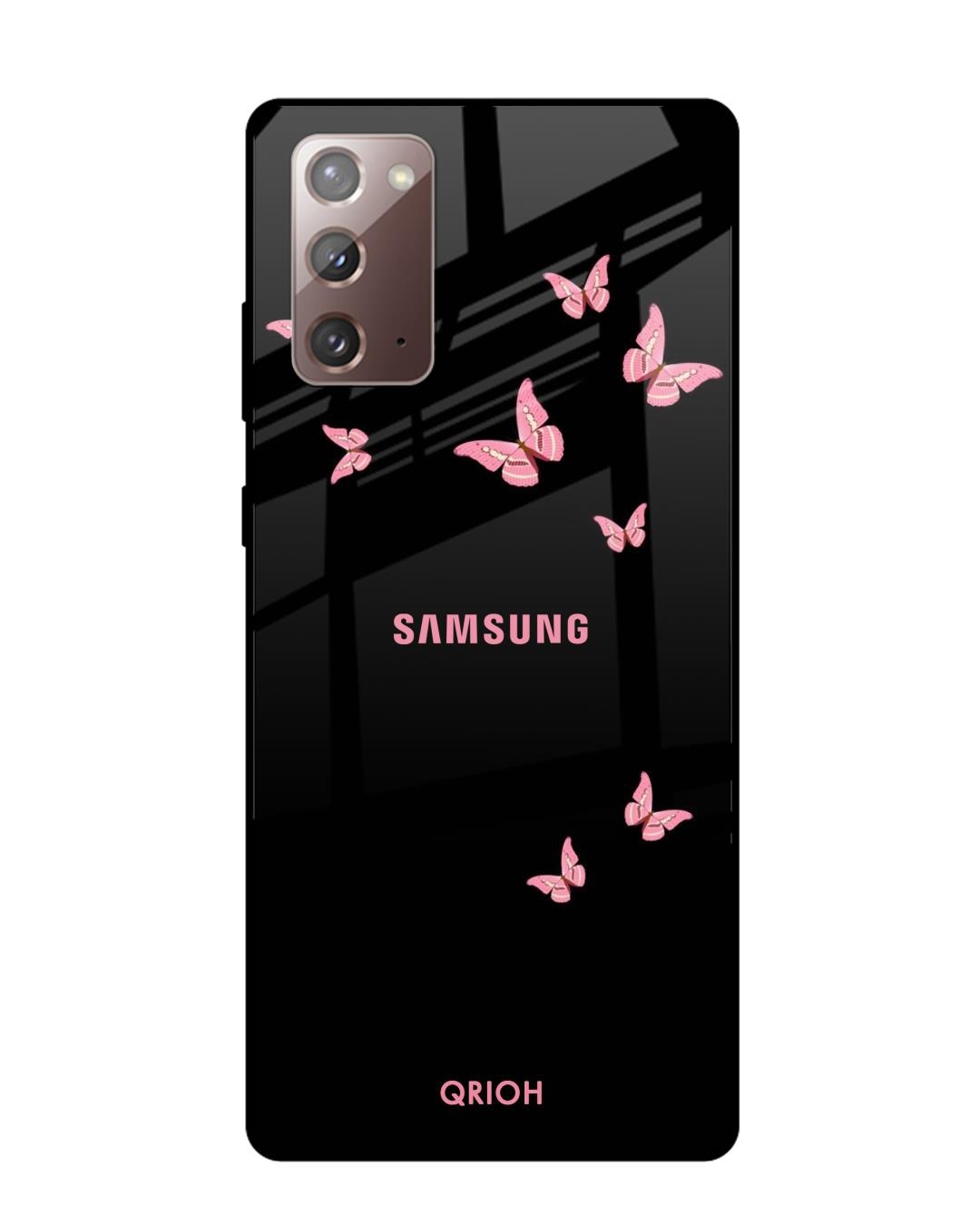 Shop Butterfly Printed Premium Glass Cover For Samsung Galaxy Note 20(Impact Resistant, Matte Finish)-Back