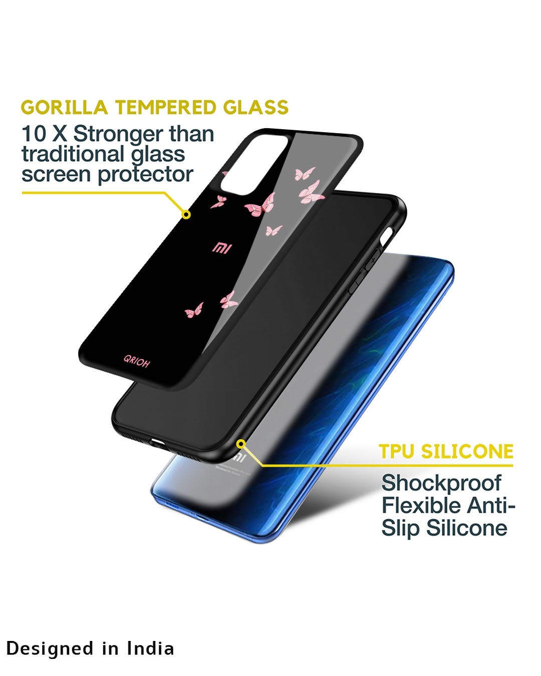 Shop Butterfly Printed Premium Glass Cover For Xiaomi Redmi 10 Prime (Impact Resistant, Matte Finish)-Design