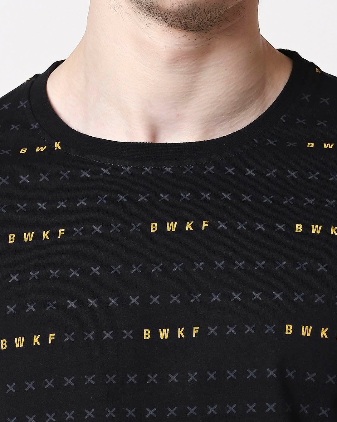 Shop BWKF Cross Half Sleeves AOP T-Shirt