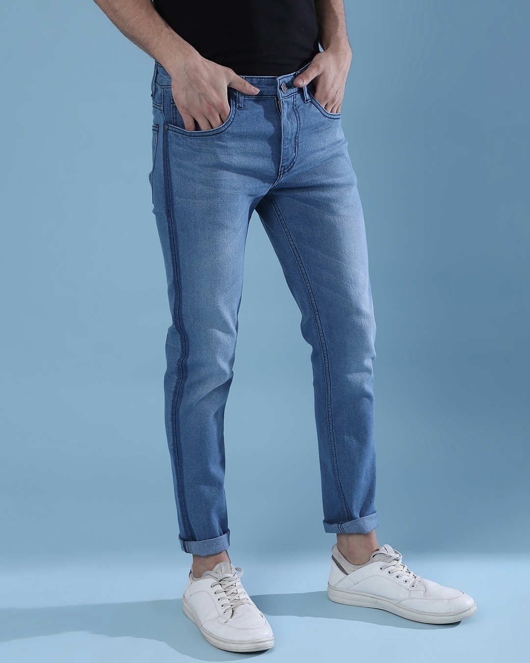 Shop Men's Blue Regular Fit Jeans-Full