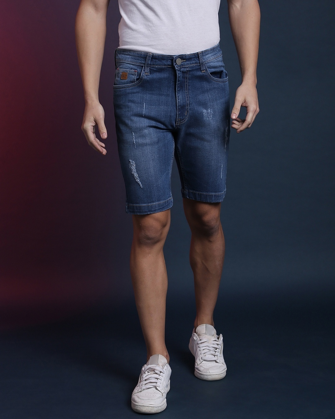 Shop Men's Blue Slim Fit Shorts-Front
