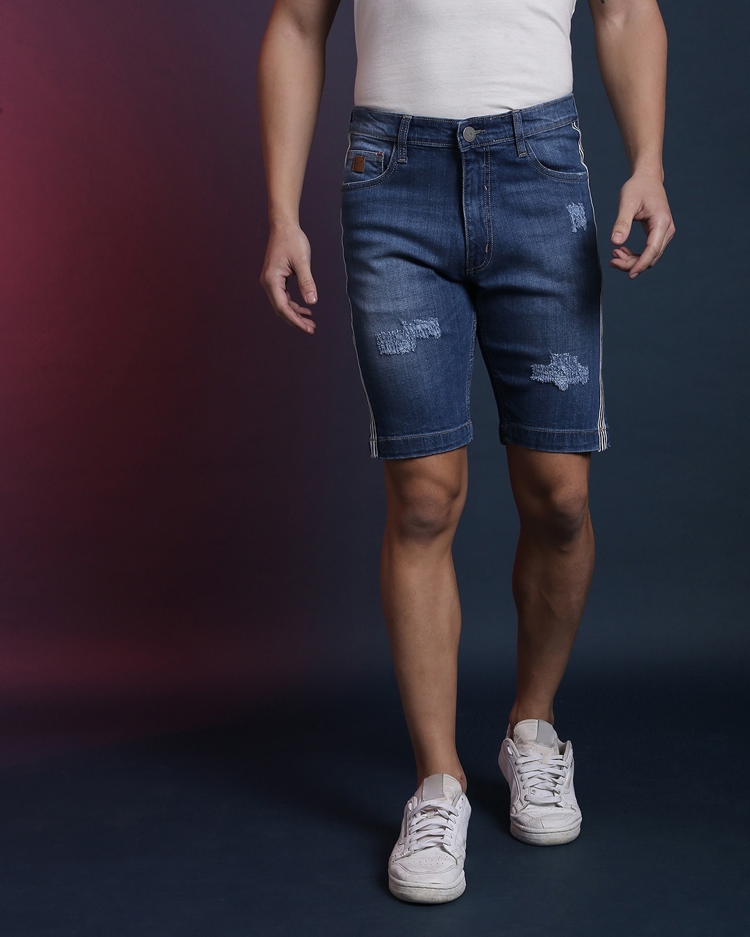 Shop Men's Blue Slim Fit Shorts-Front