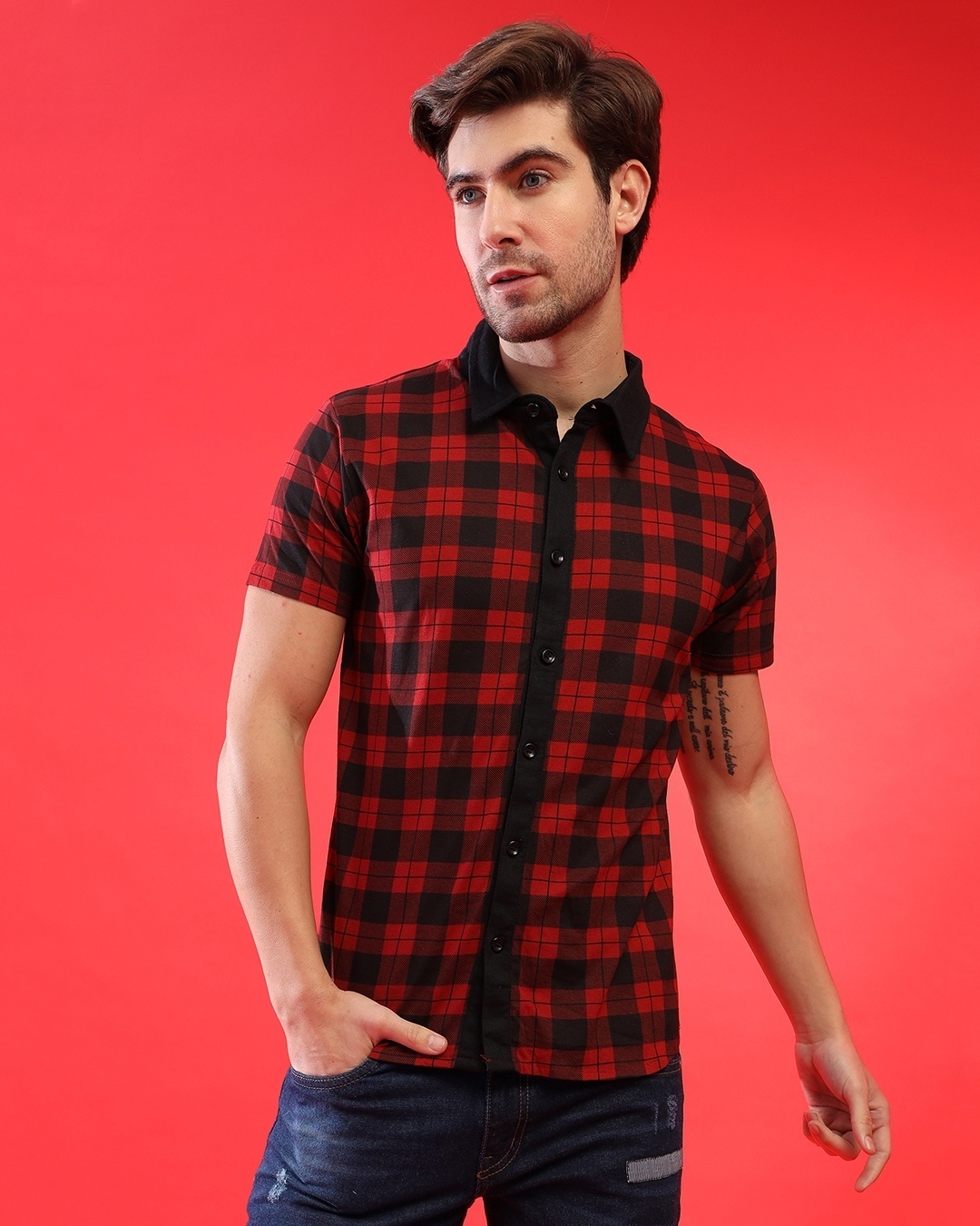 Buy Campus Sutra Men's Red Checkered Shirt for Men Red Online at Bewakoof