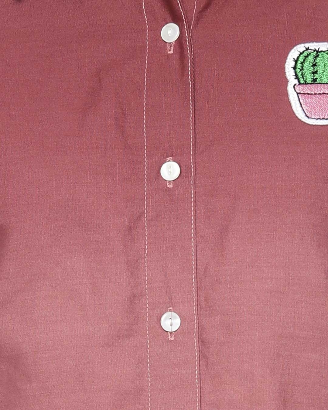 Shop Polo Neck With Front Drawstring Tag Closure Maroon Shirt For Women