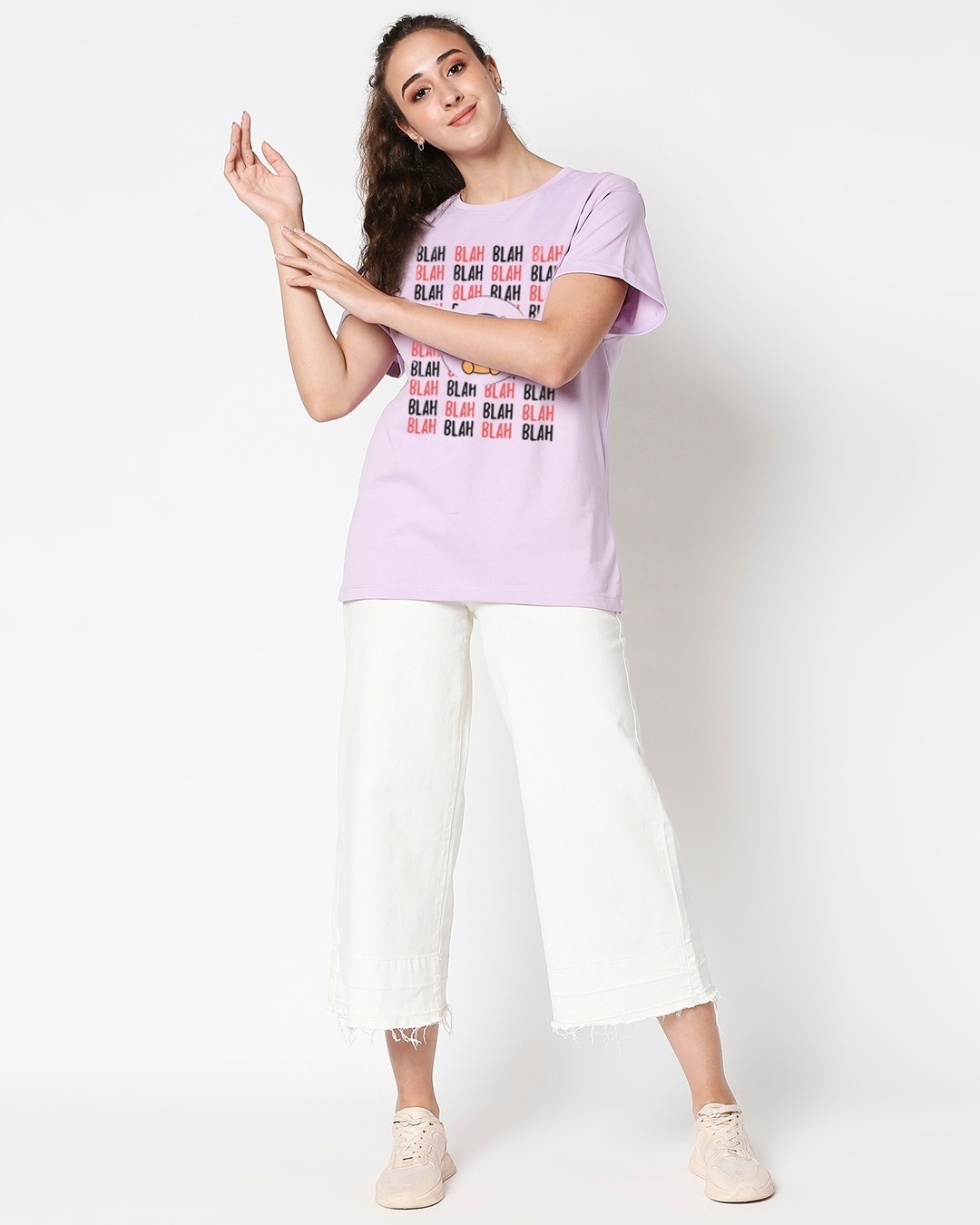 Shop Women's Purple Can't Hear You Graphic Printed Boyfriend T-shirt-Design