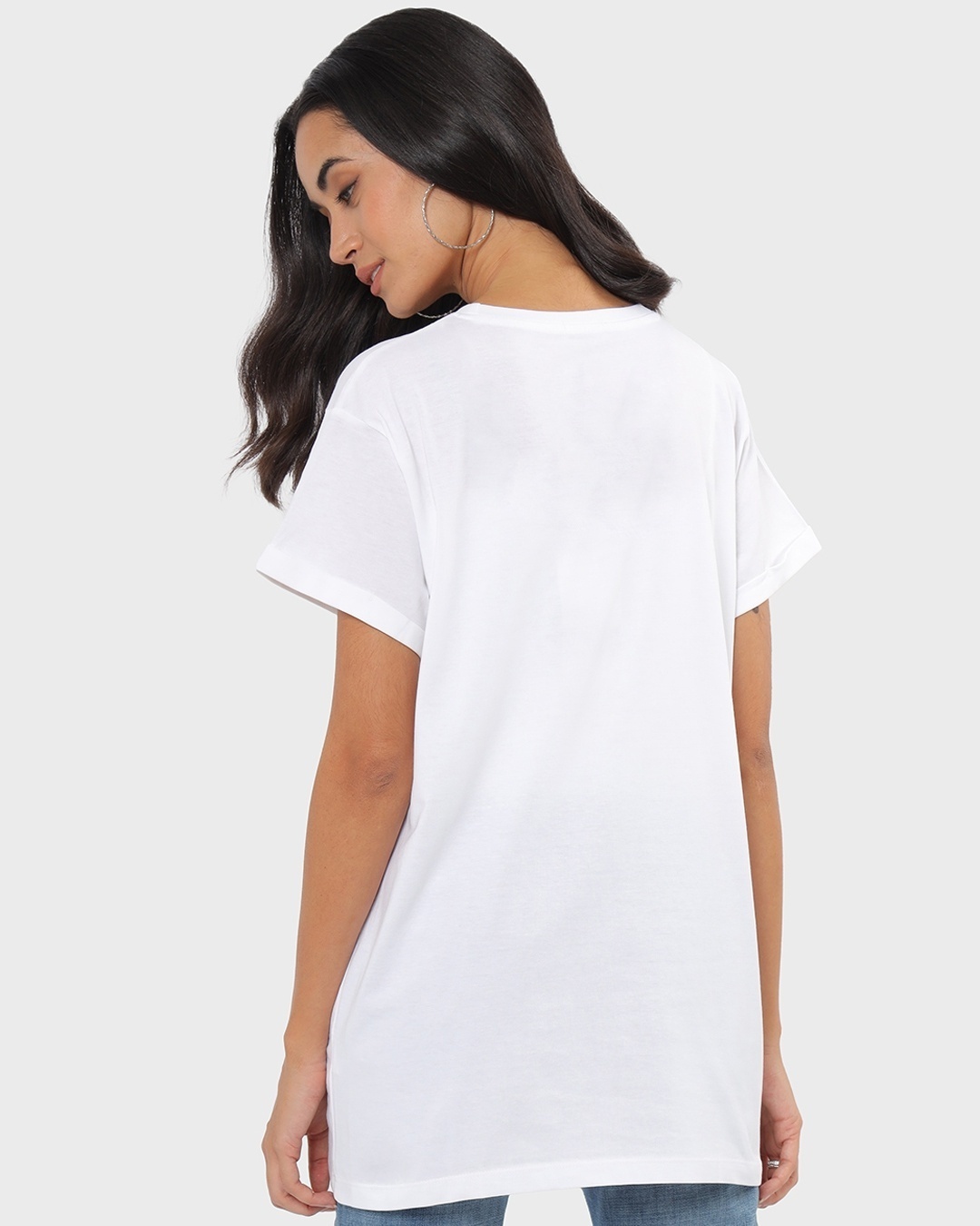 Shop Women's White Can't Hear You Graphic Printed Boyfriend T-shirt-Back