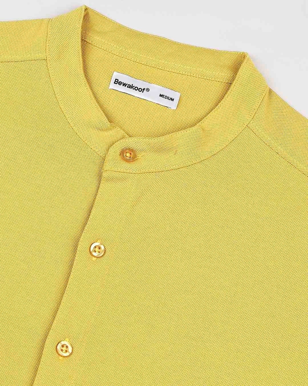 Shop Ceylon Yellow Mandarin Collar Half Sleeve Shirt