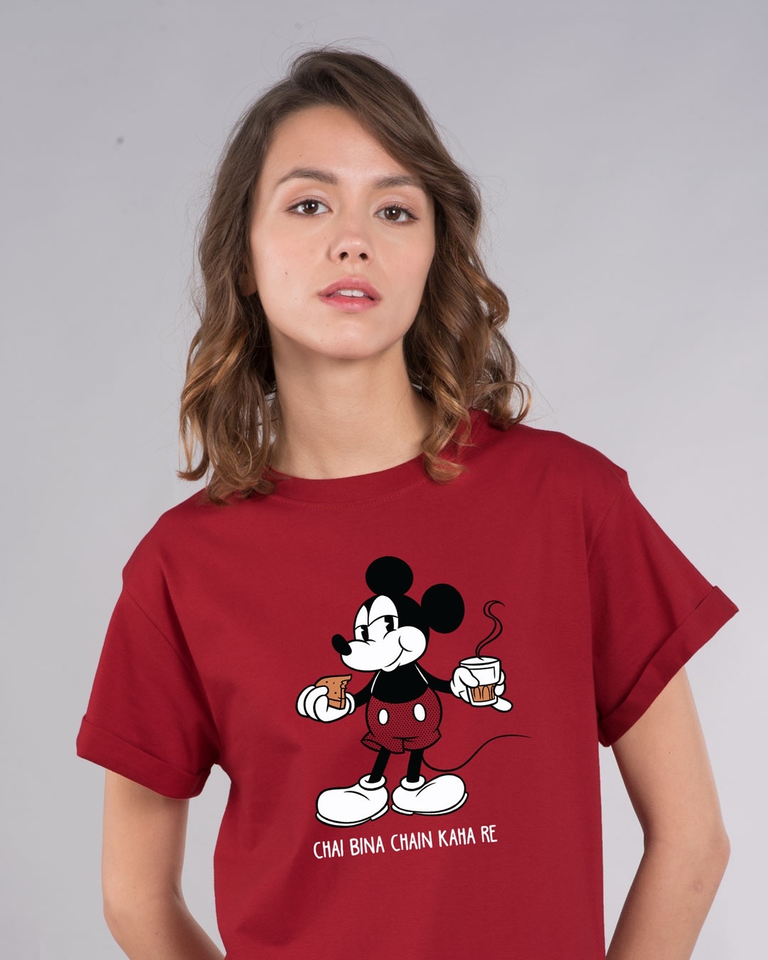 Shop Chai Lover Mickey Boyfriend T-Shirt (DL)-Front
