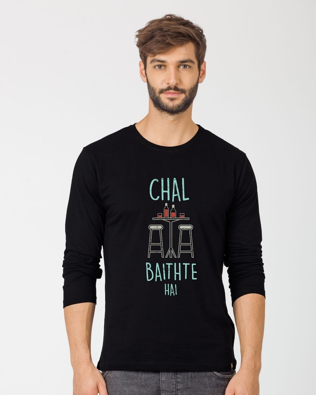 Shop Chal Baithte Hai Full Sleeve T-Shirt-Front