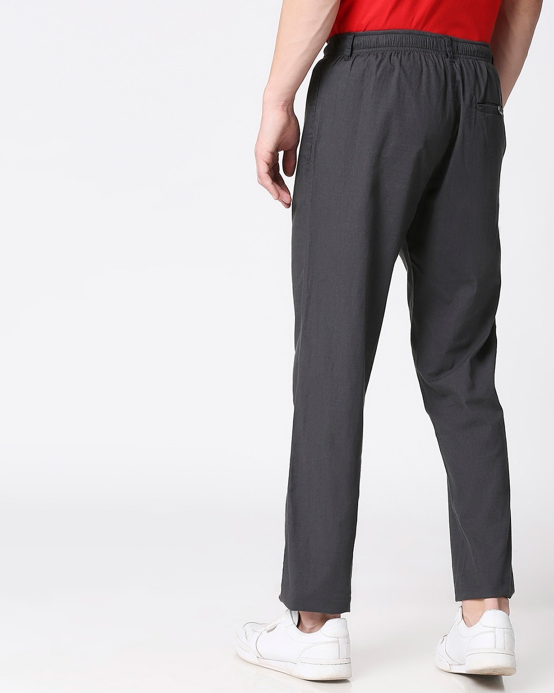 Shop Charcoal Grey Casual Cotton Trouser-Full