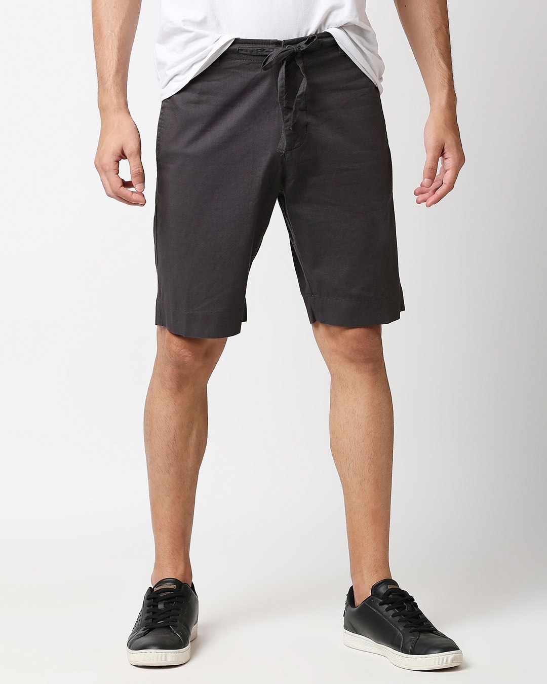 Shop Charcoal Grey Comfort Shorts-Front
