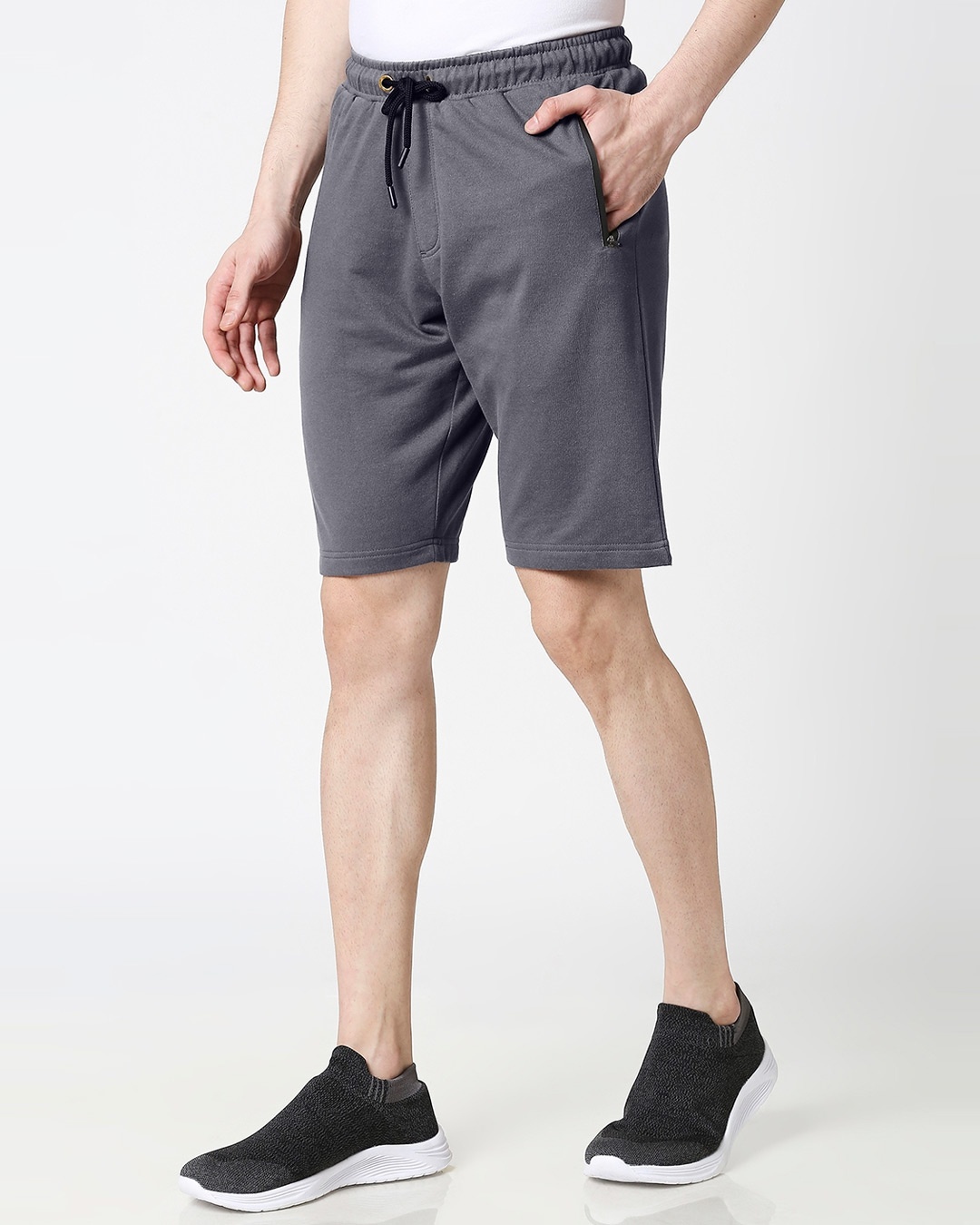 Shop Charcoal Grey India Ink Zipper Shorts Combo