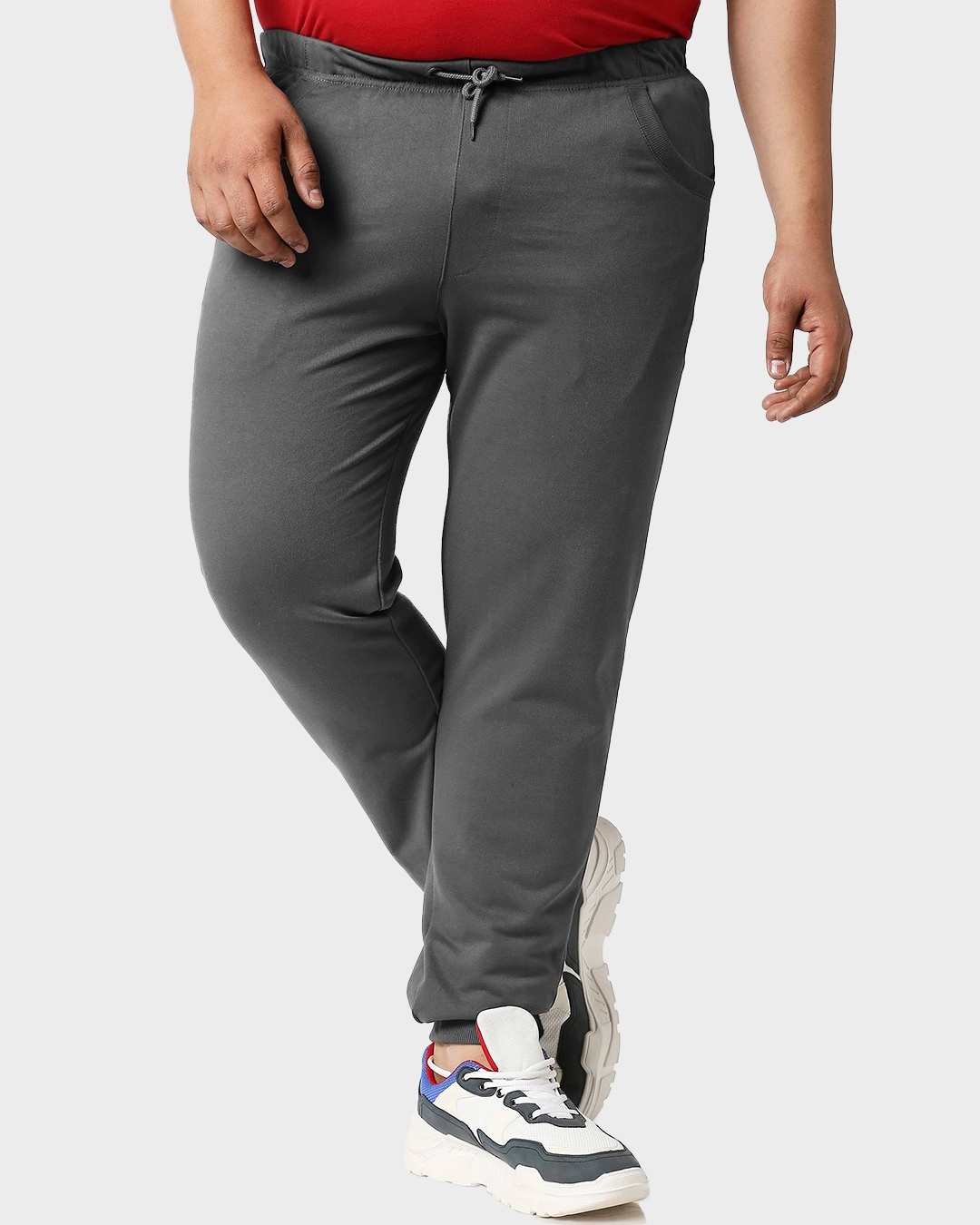 Shop Charcoal Grey Plus Size Casual Jogger Pants-Front