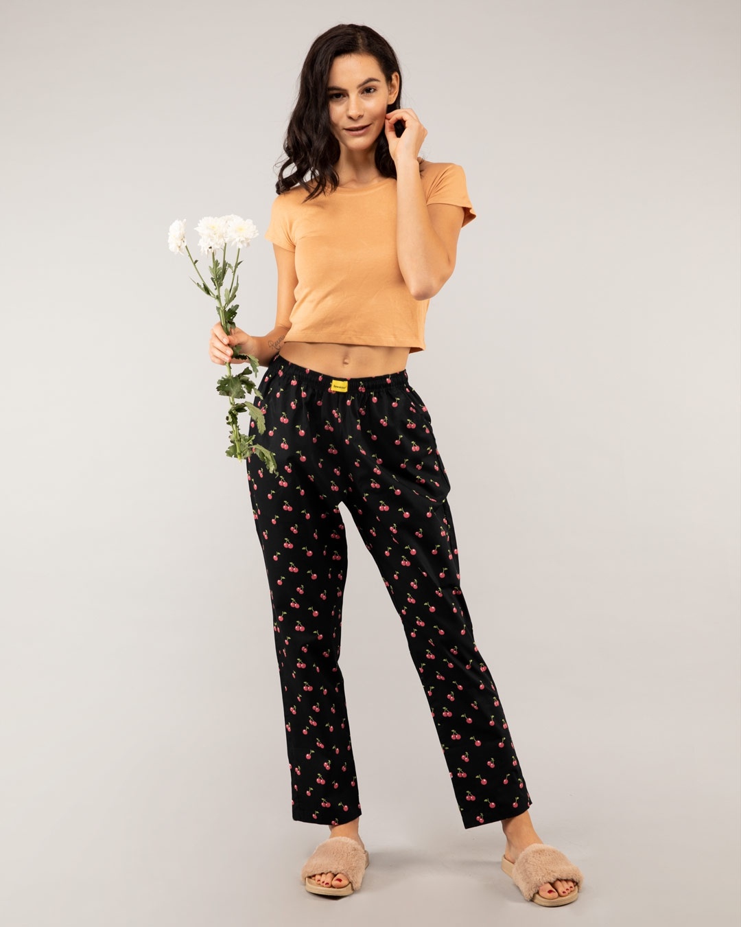 Shop Women's Black Cherry Crush All Over Printed Pyjamas-Full