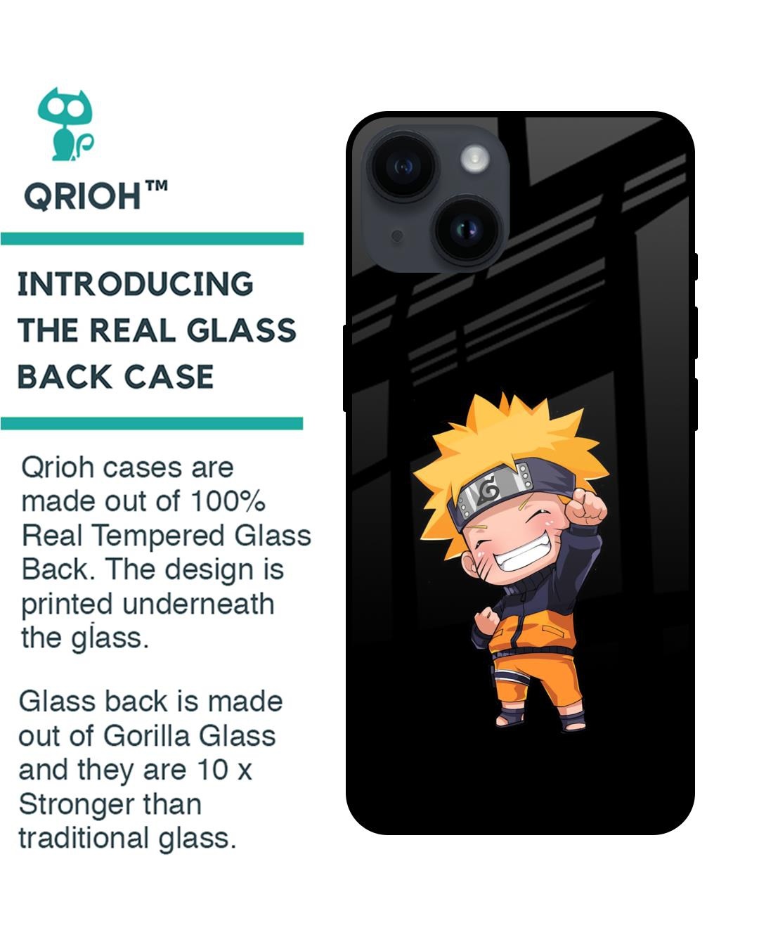 Shop Chibi Naruto Premium Glass Case for Apple iPhone 14 (Shock Proof,Scratch Resistant)-Back