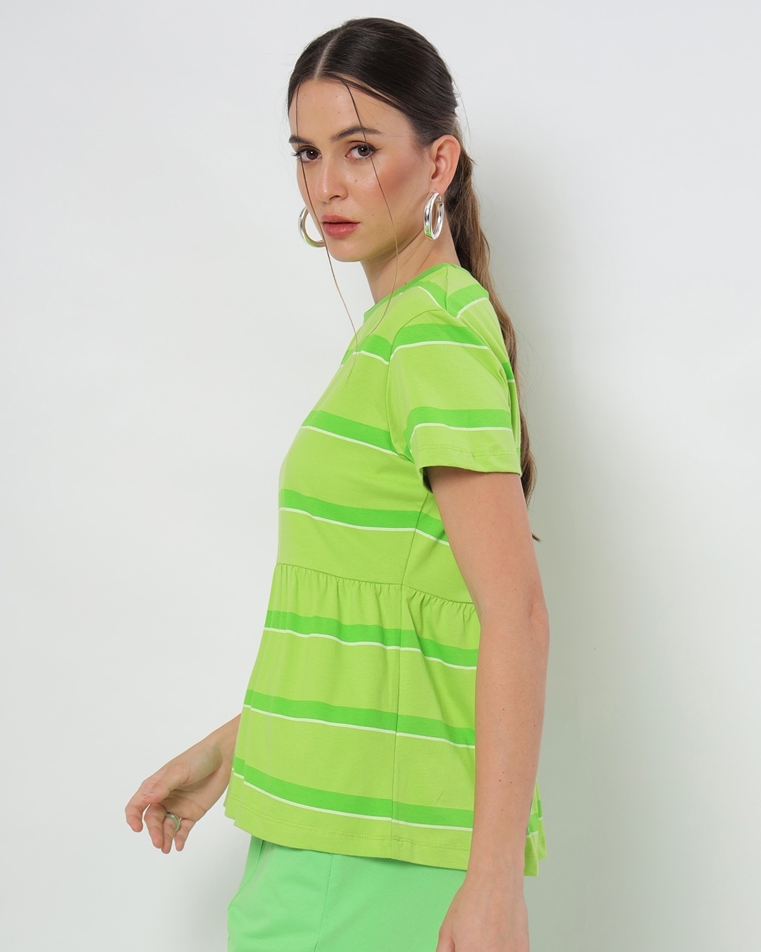 Shop Chilled Out Green Flared T-shirt-Back