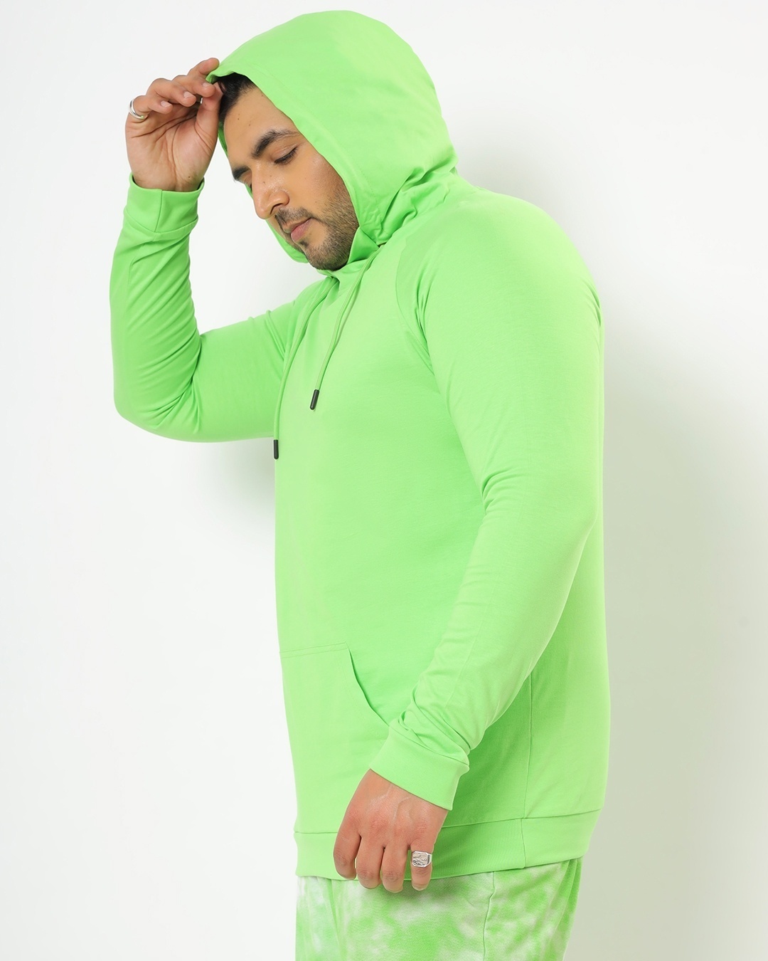 Shop Chilled Out Green Plus Size Hoodie T-shirt-Back