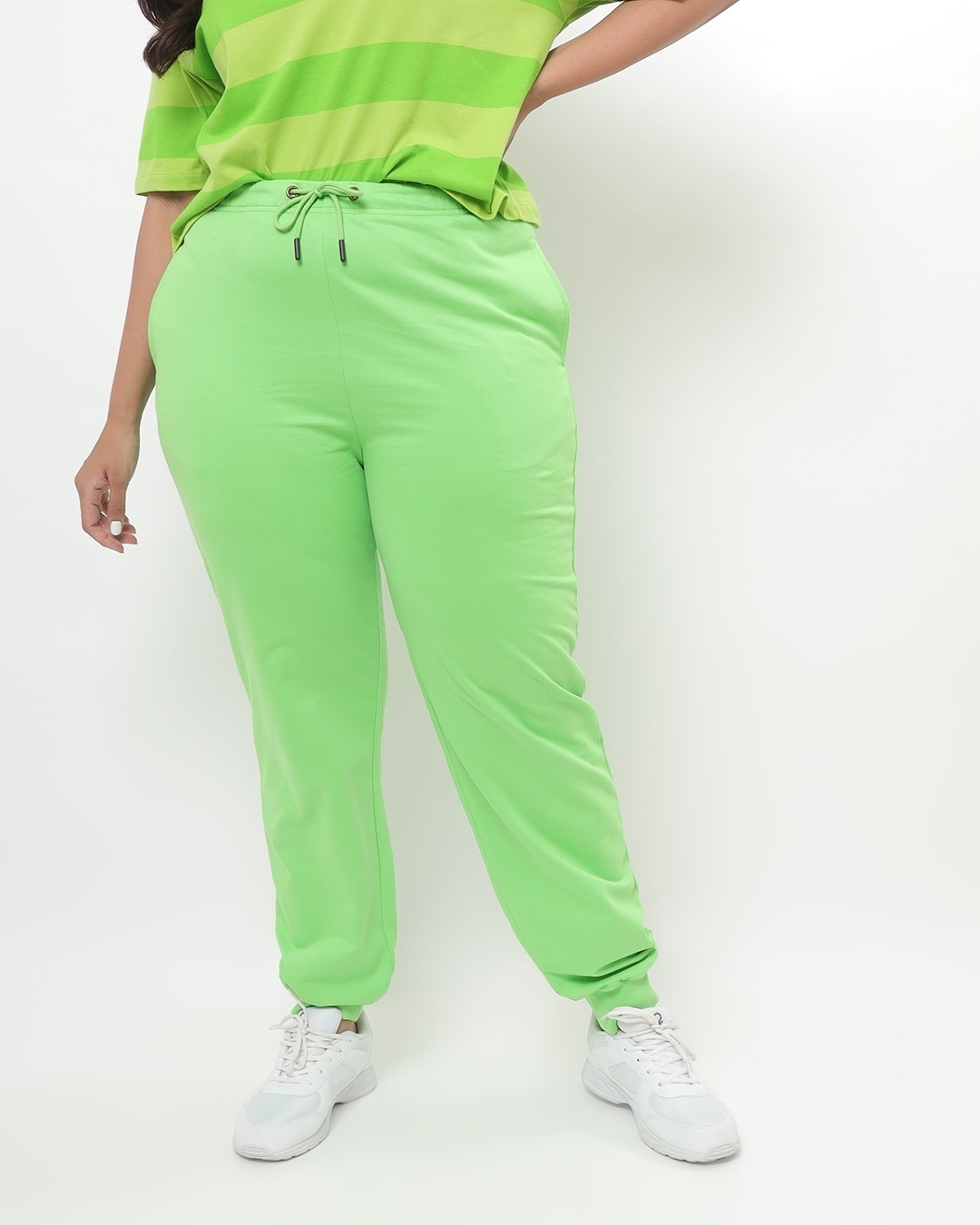 Shop Chilled Out Green Plus Size Joggers-Front
