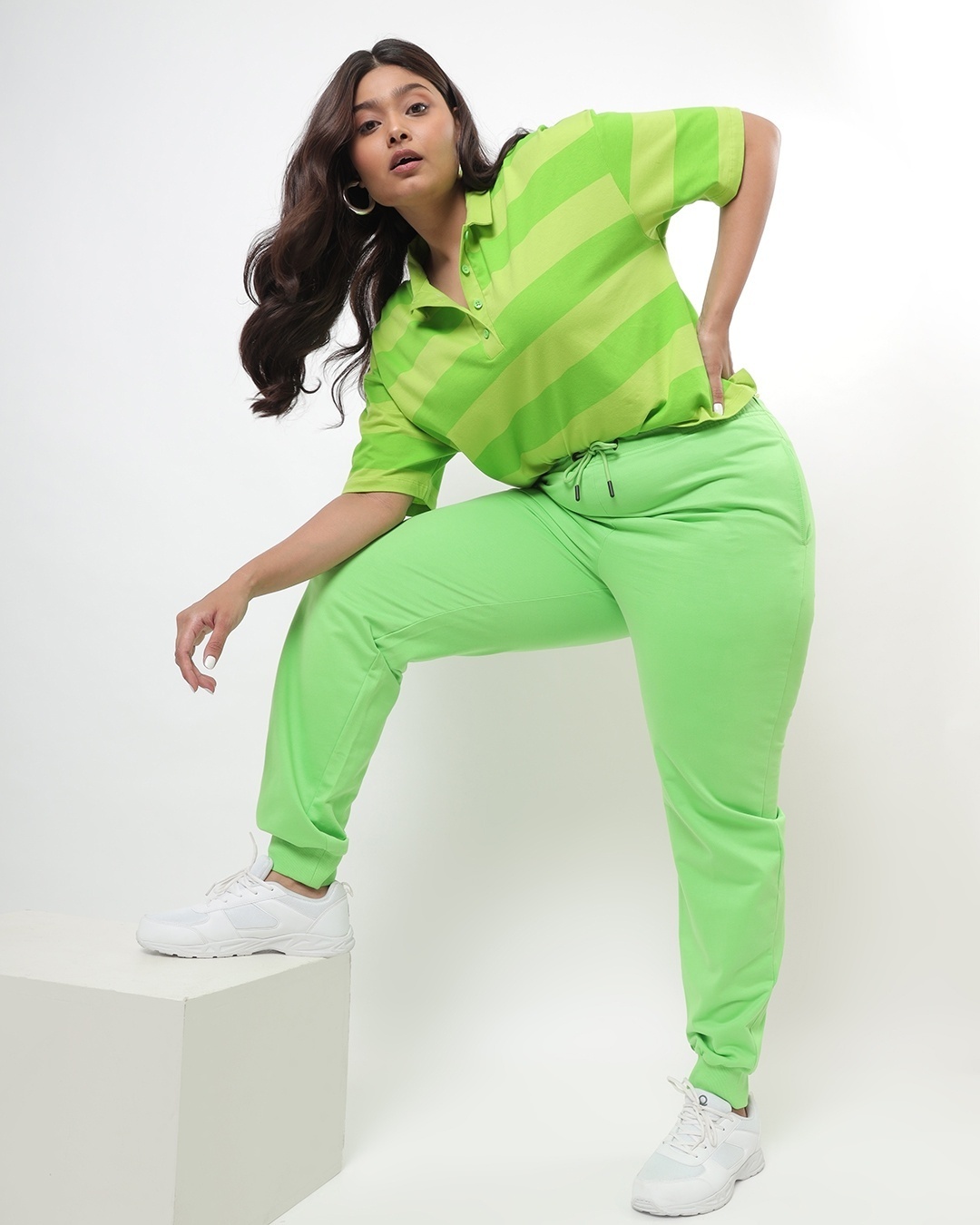 Shop Chilled Out Green Plus Size Joggers-Full