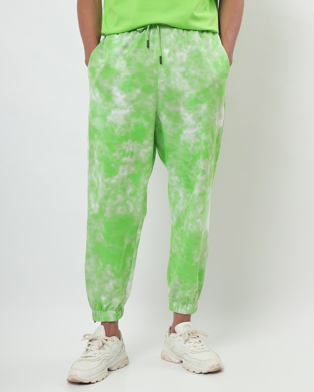 Shop Chilled Out Green Tie & Dye Joggers-Front
